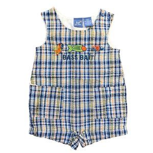 Kid Crew Multicolored Plaid Bass Bait Romper Boys Size 12 Months‎ Embroidered